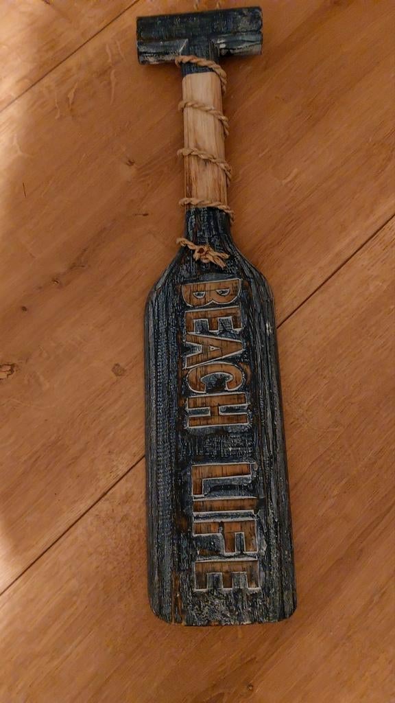 Decoratieve houten peddel 'Beach Life', Huis en Inrichting, Woonaccessoires | Overige, Ophalen, Hout, Gebruikt, Blauw