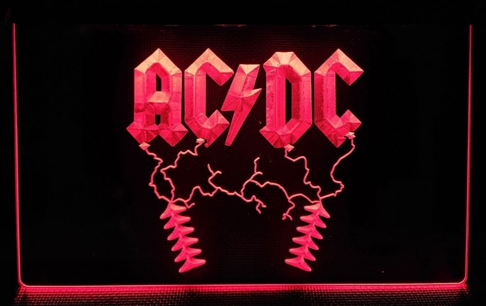 ACDC logo rood led reclame ledlamp wanddeco decoratie lamp
