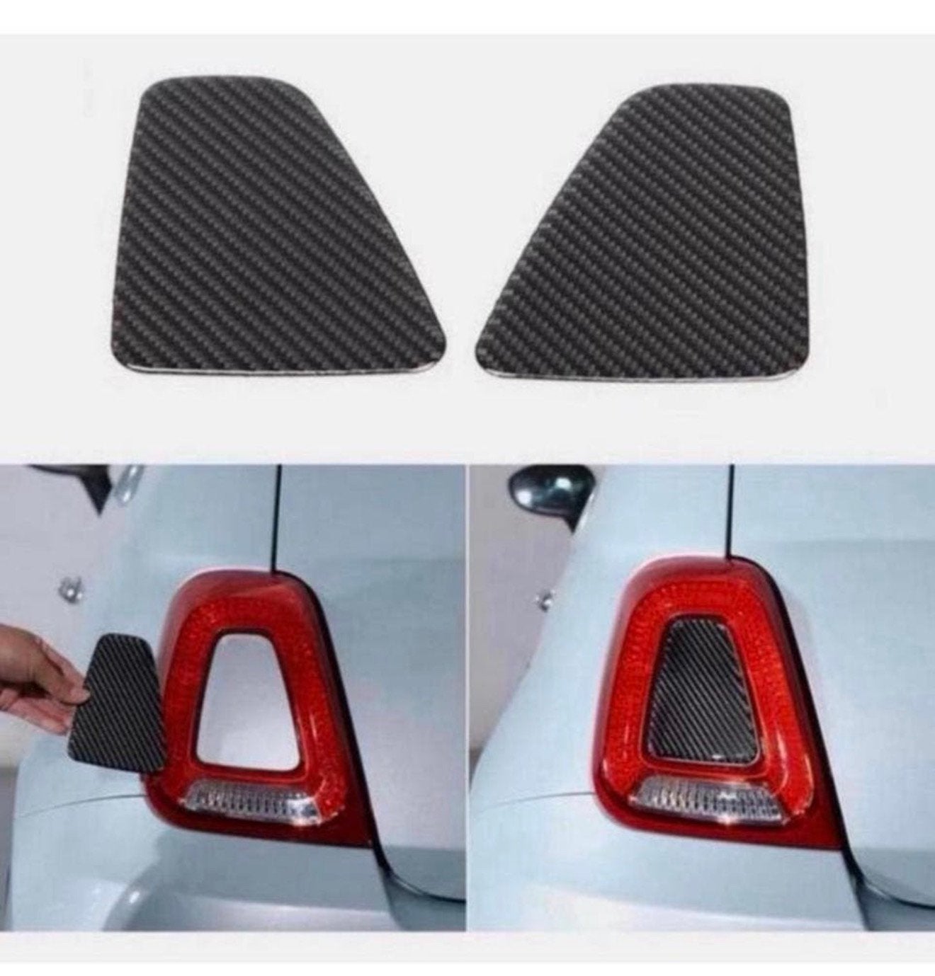 Fiat 500 Abarth 595 Carbon achterlicht cover kap-sticker set, Ophalen of Verzenden, P, P, P