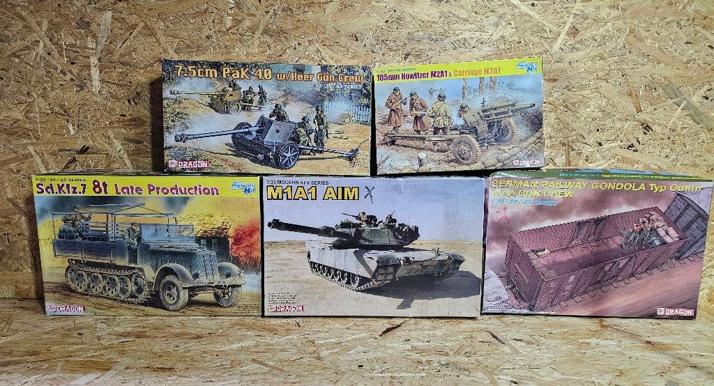 5x Dragon modelbouw voertuigen, Overige merken, Gebruikt, Ophalen of Verzenden, Tank