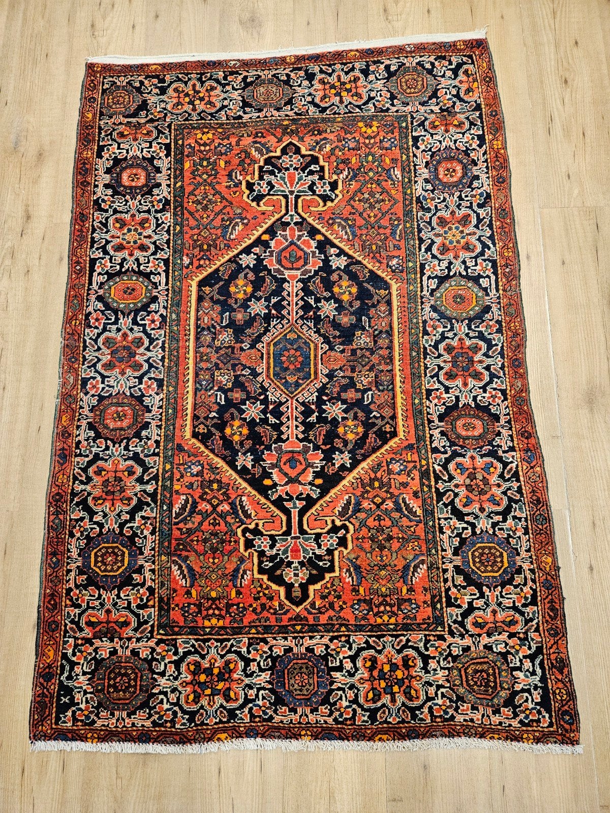 Vintage handgeknoopt perzisch tapijt 163x106, Info@SlatsAntiek.nl, Tweedehands, Perzisch, Ophalen of Verzenden