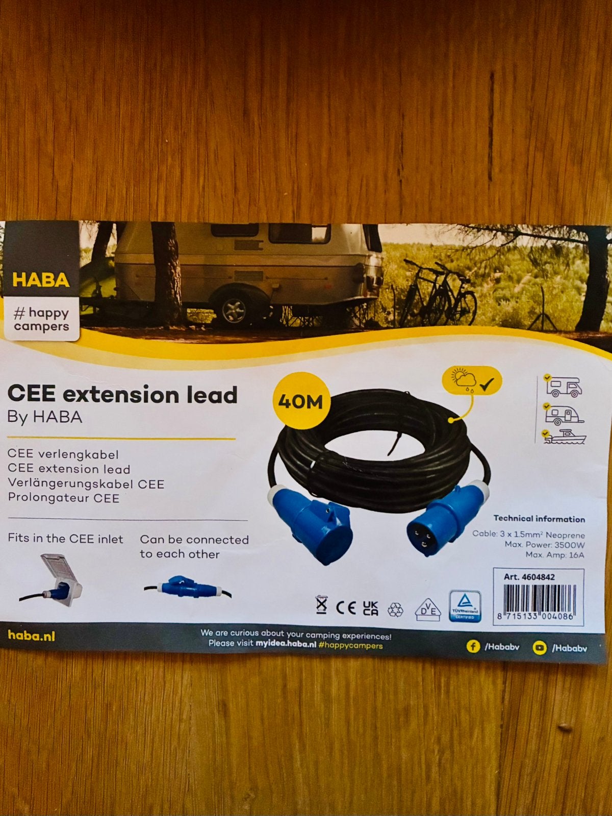 HABA CEE verlengkabel 40 meter – z.g.a.n. - camper/caravan, Ophalen of Verzenden, Zo goed als nieuw