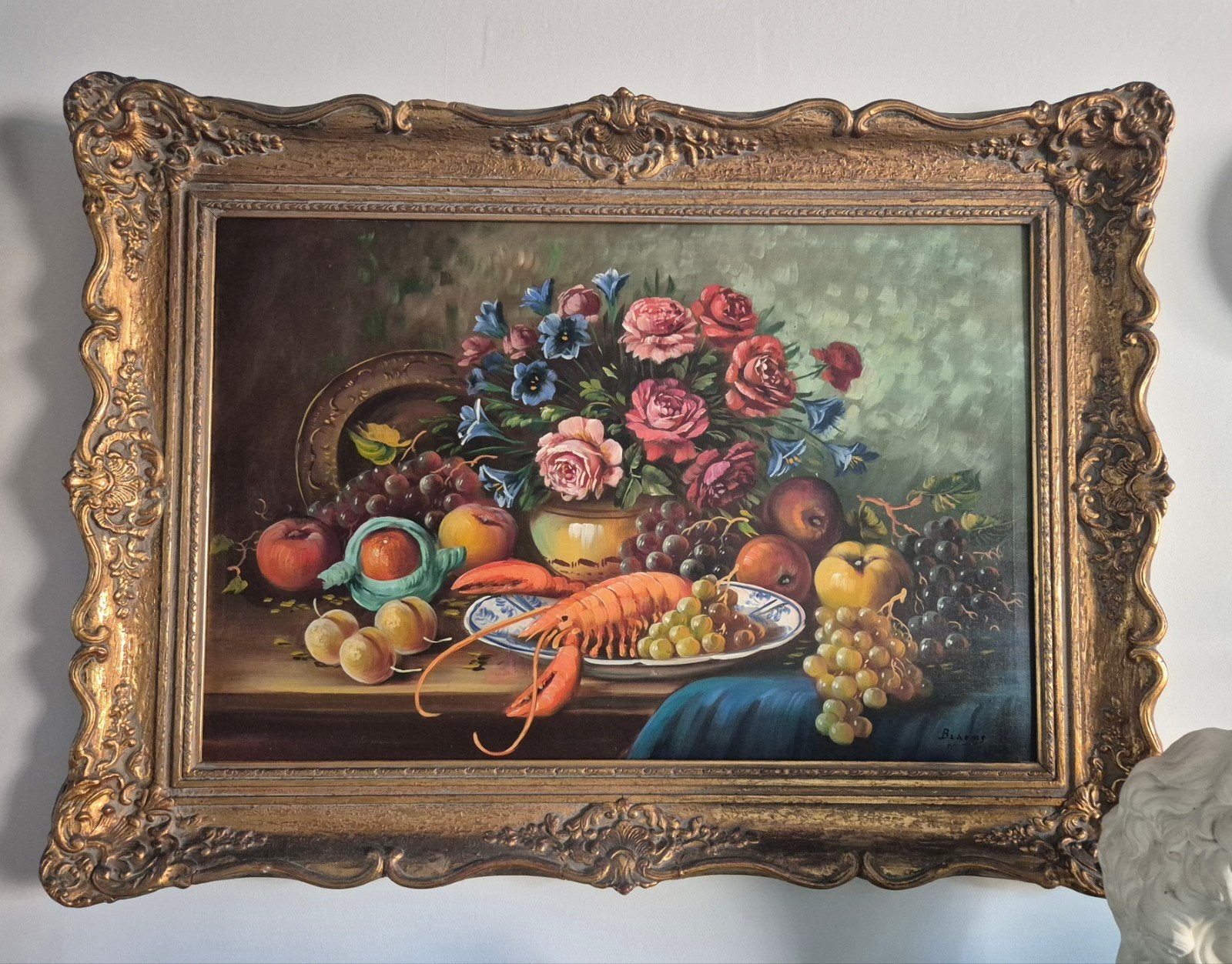 Klassiek olieverf schilderij stilleven eettafel, Ophalen