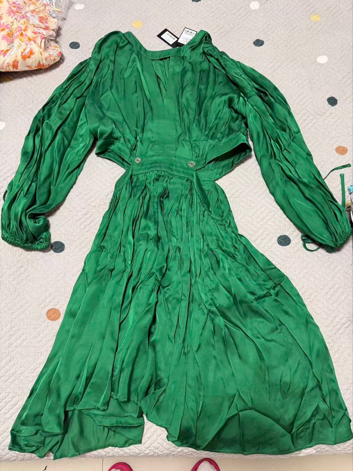 Maje Groene Jurk met Cut-outs, Maat 38/40 (M), Nieuw, Ophalen of Verzenden, Boven de knie