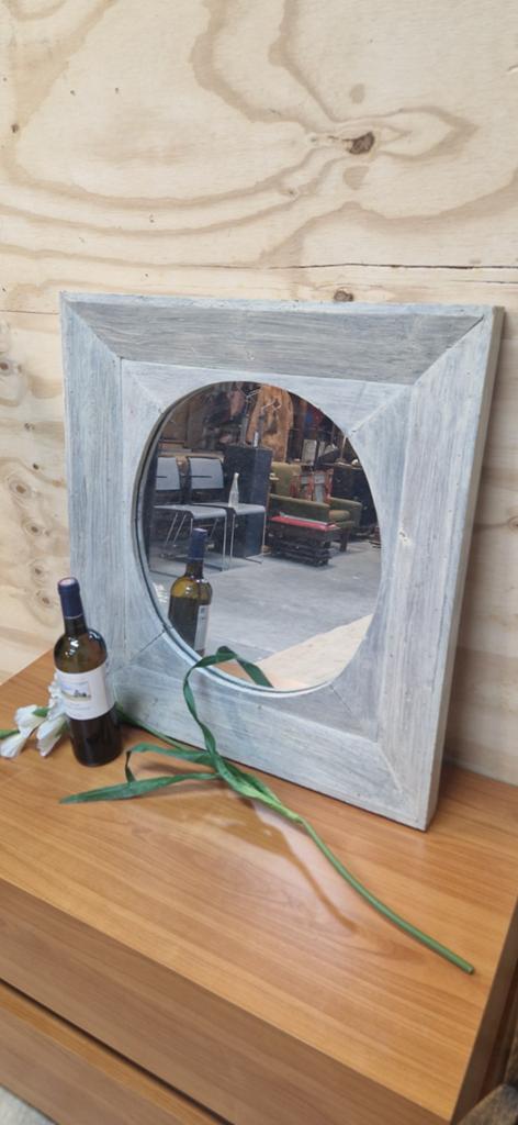 Rustieke spiegel met houten lijst - Landelijke stijl, Ophalen of Verzenden, Zo goed als nieuw, Minder dan 100 cm, Rechthoekig