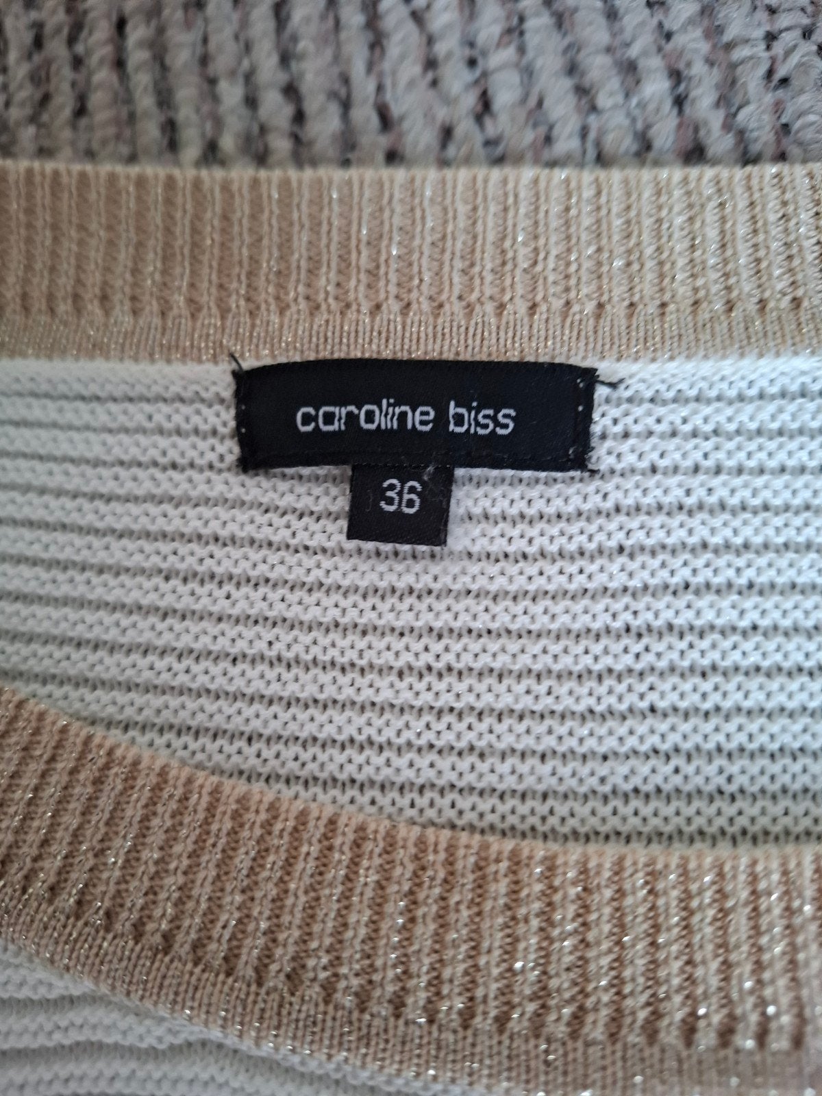 Caroline Biss Trui Ecru/Wit met Beige Details Maat 36, Wit, Nieuw, Ophalen of Verzenden, Lange mouw