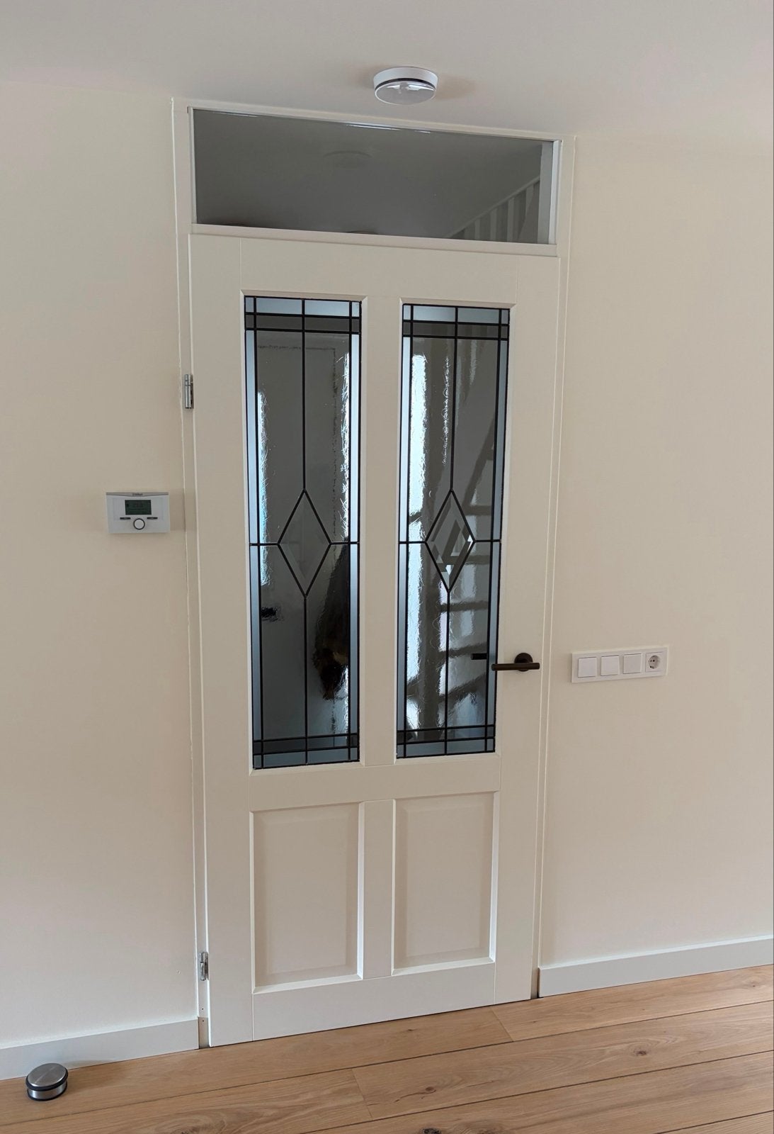Stijlvolle binnendeur met glas-in-lood look, Doe-het-zelf en Verbouw, Deuren en Horren, Ophalen, 80 tot 100 cm, 215 cm of meer
