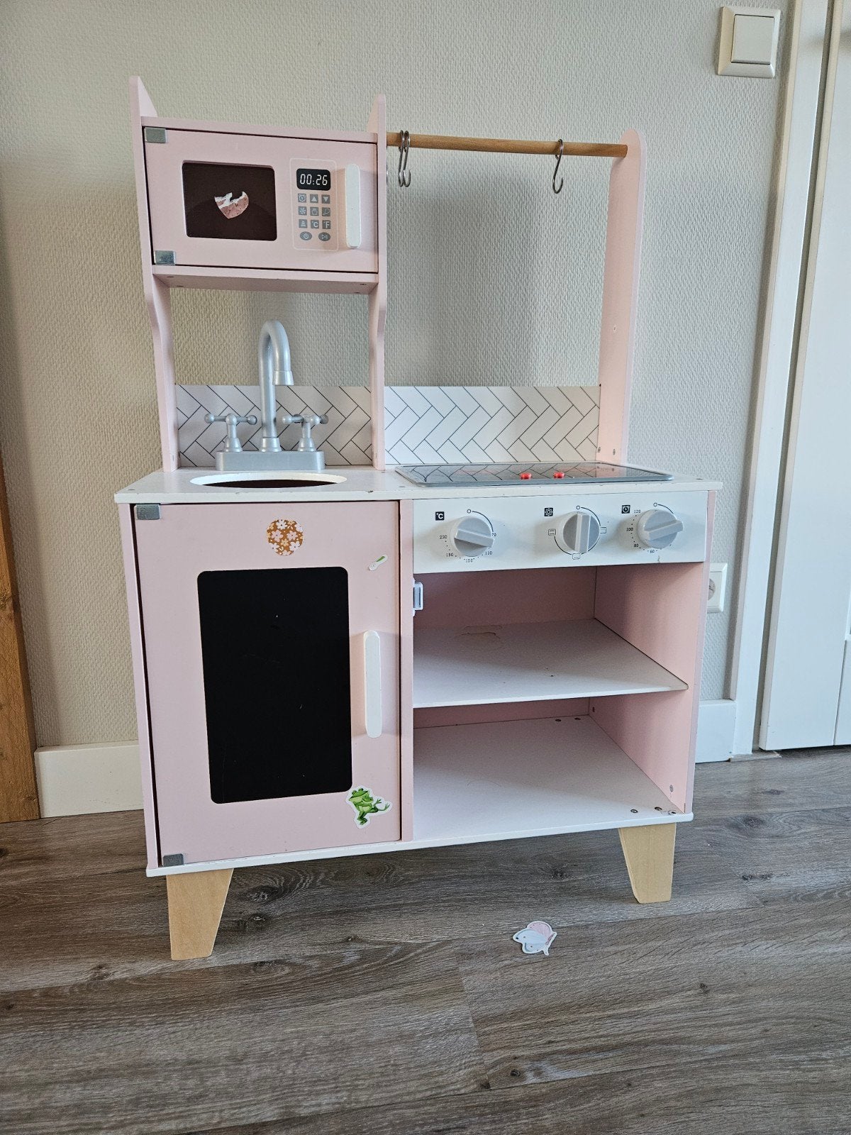 Roze speelgoedkeuken met geluid, Ophalen, Gebruikt, Hout, Speelkeuken