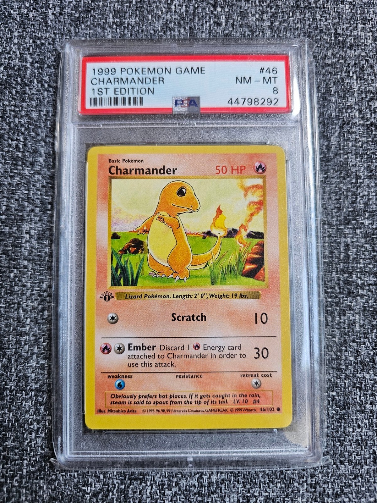PSA 8 1st edition shadowless Charmander Base Set 1999, Ophalen of Verzenden