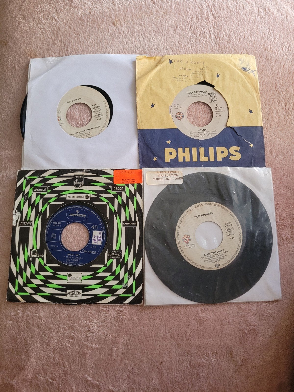 4 Rod Stewart Singles - Vinyl Collectie, Cd's en Dvd's, Vinyl Singles, Ophalen of Verzenden, Gebruikt, Pop
