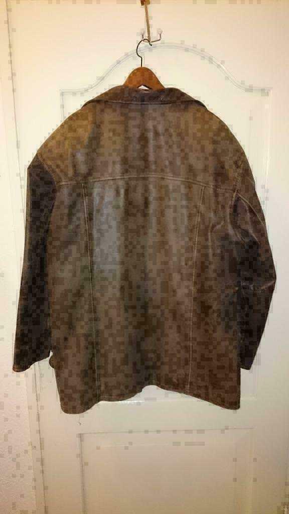 C389: SAKI bruin rundlederen jas maat 58/62 XXL Town country, -, Overige maten, Ophalen of Verzenden, -