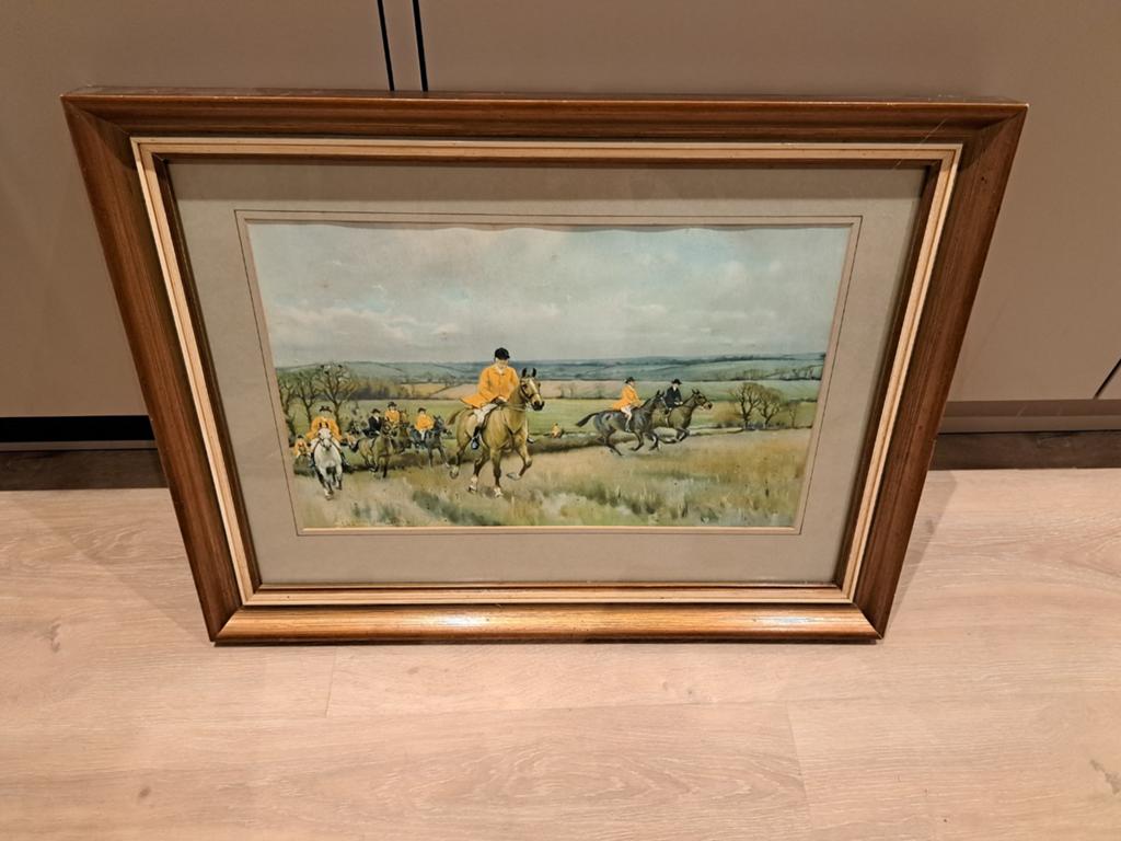 Schilderij: Jachtscène met ruiters en honden, Ophalen of Verzenden