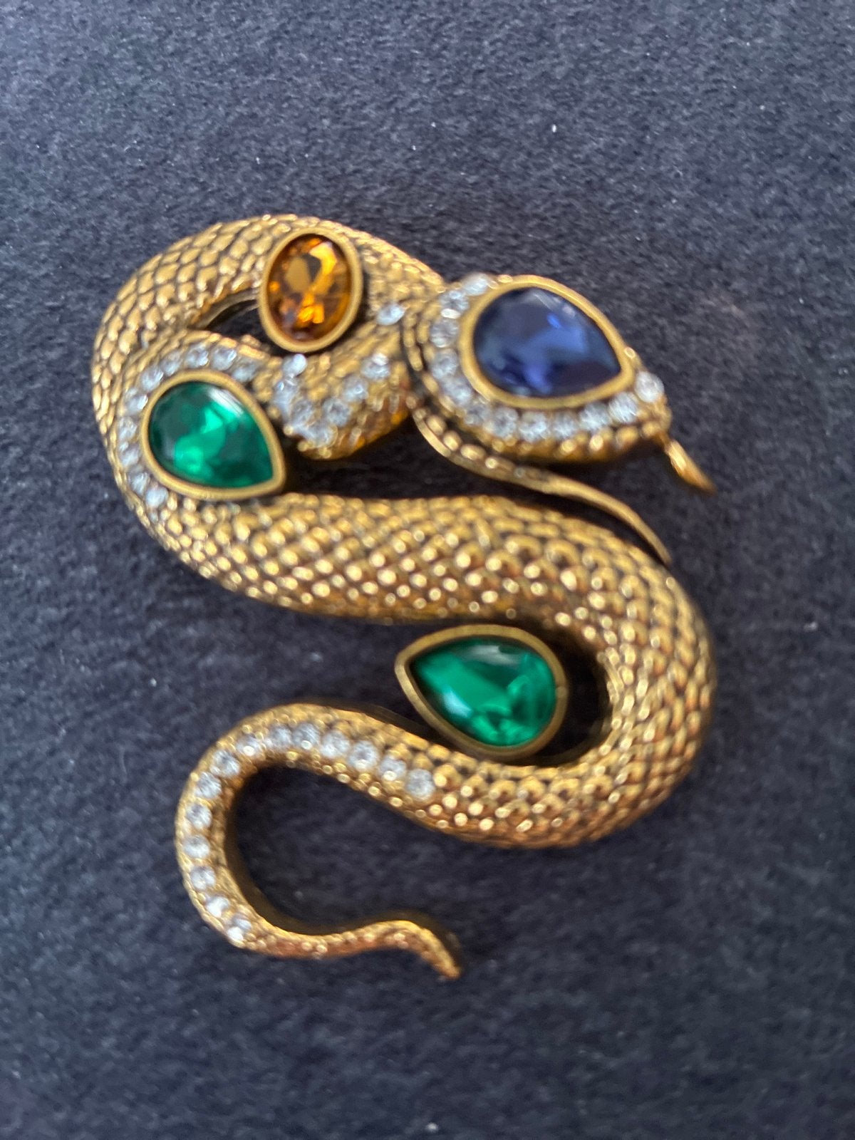 Vintage Slangenbroche met Kleurrijke Edelstenen, Overige materialen, 4 tot 7 cm, Gebruikt, Ophalen of Verzenden