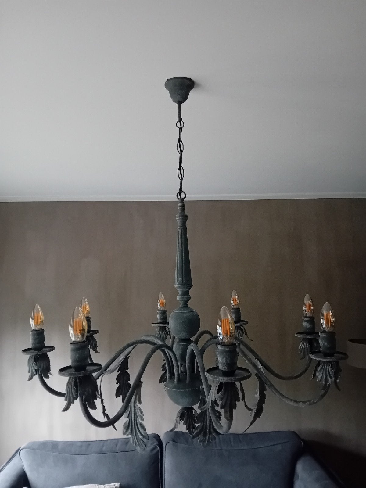 Prachtige grote kroonluchter met 8 armen - Klassiek design, Ophalen, Gebruikt, E14 (klein), Klassiek, Antiek, Landelijk