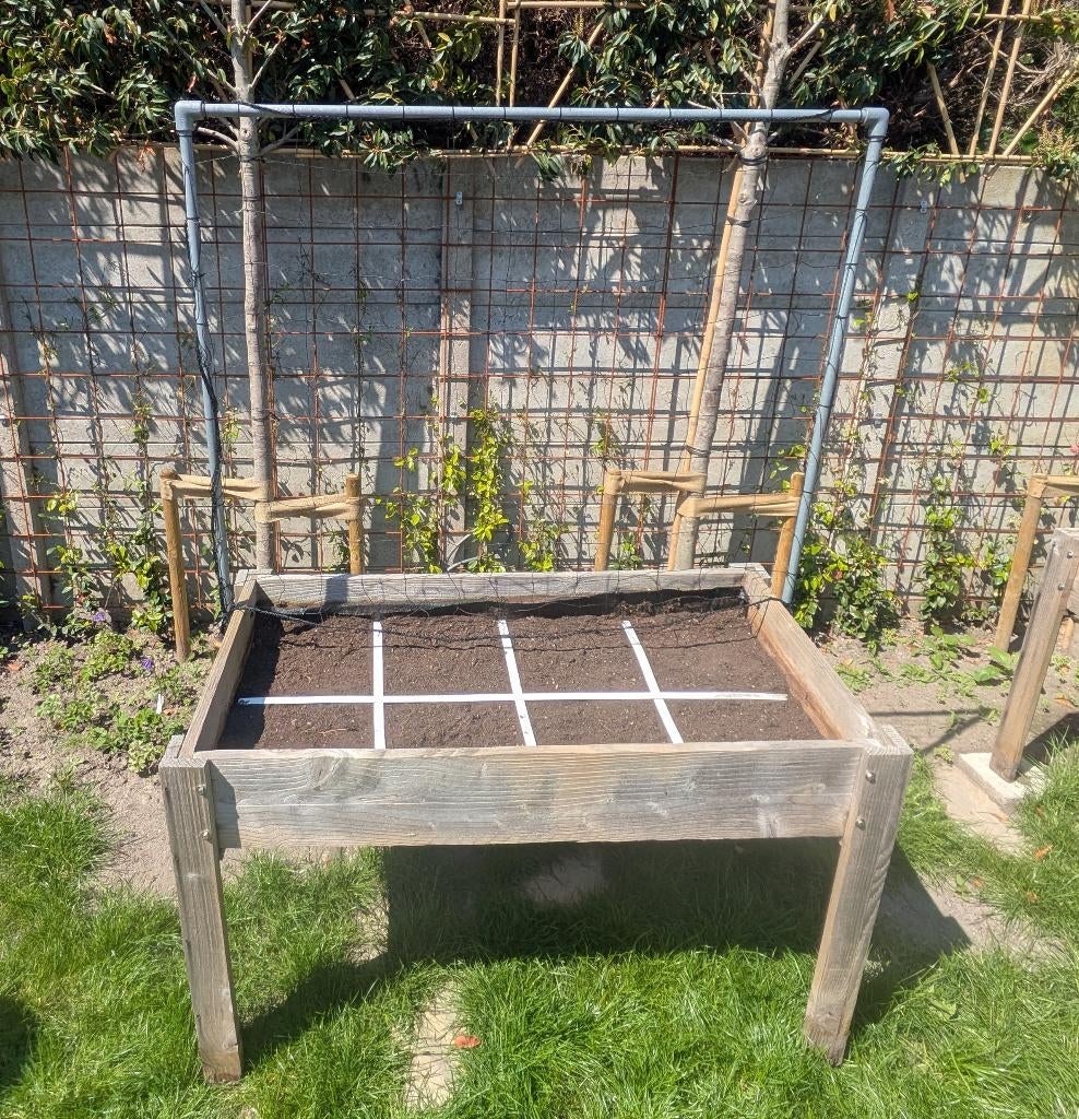 Houten Moestuinbak op poten met klimrek, Tuin en Terras, Ophalen, Gebruikt, 100 cm of meer, Balkon
