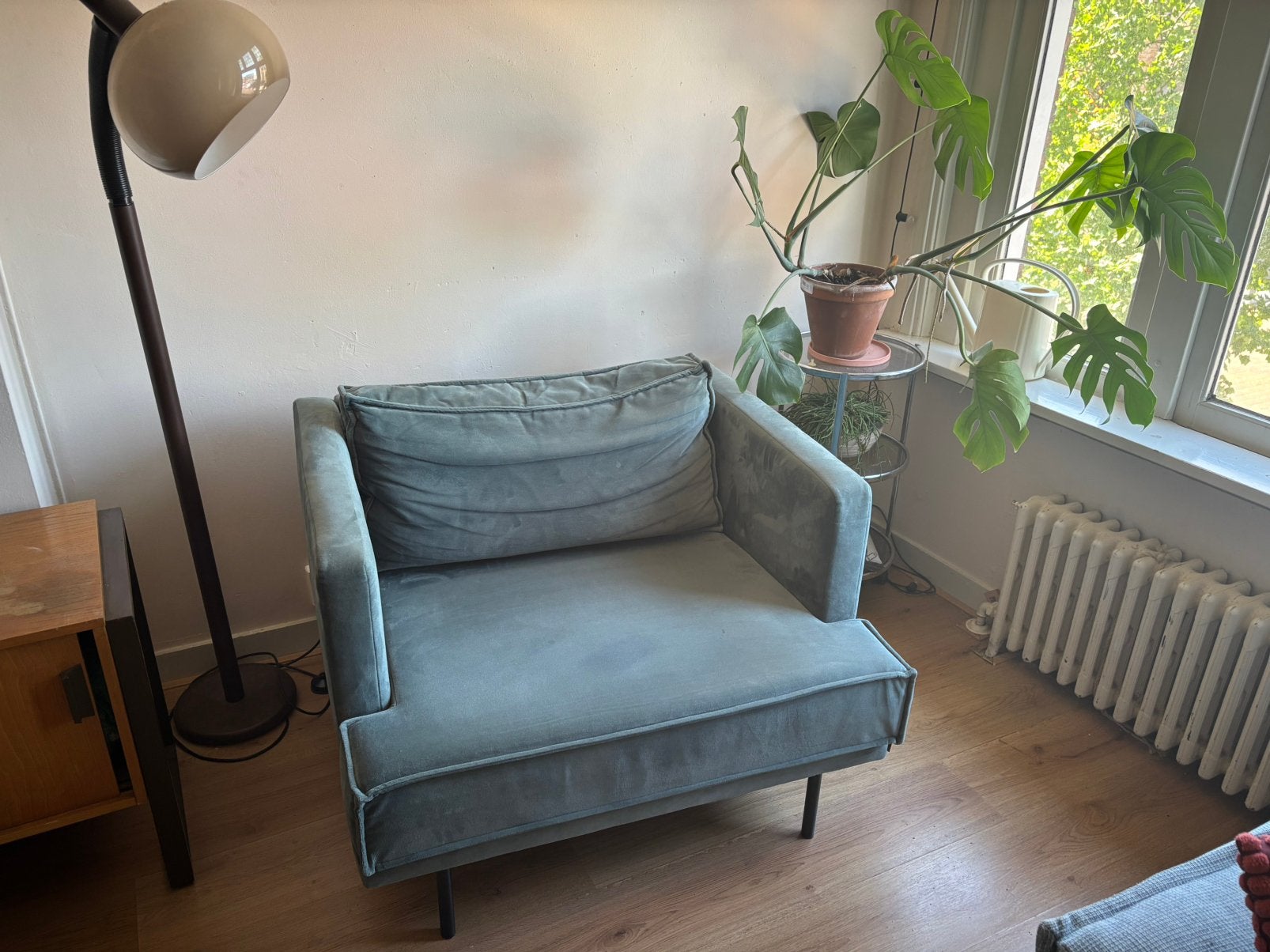 Velvet Loveseat – blauw/groen (Sissy-Boy), Ophalen, Eenpersoons, 75 tot 100 cm, Zo goed als nieuw