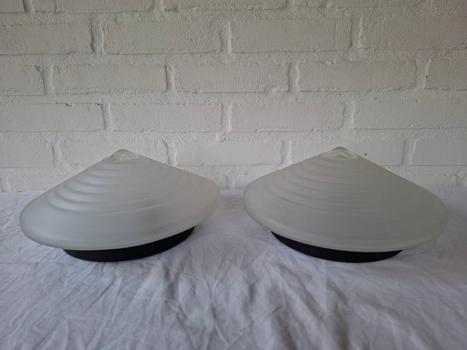 Vintage retro plafonniere plafondlamp wandlamp glas jaren 60, 25 cm, Zo goed als nieuw, Glas, E27 (groot)