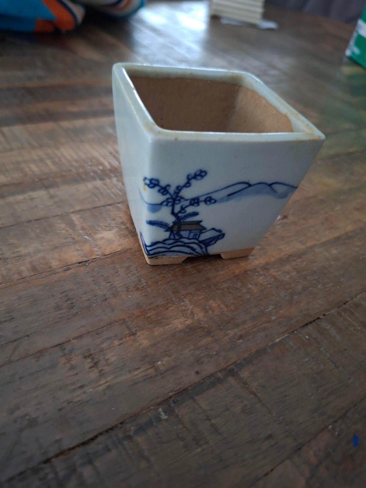 Miniatuur Bonsai Potje - Keramiek met Landschap, Antiek en Kunst, Ophalen of Verzenden