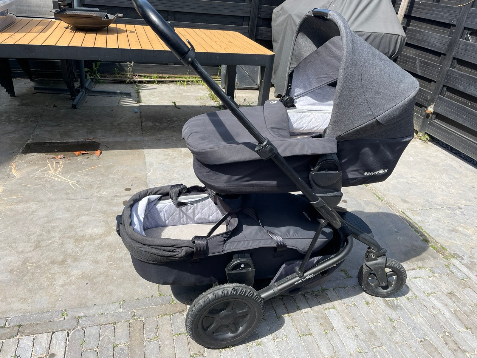 Tweeling kinderwagen wieg en buggy easywalker harvey, Ophalen, Gebruikt