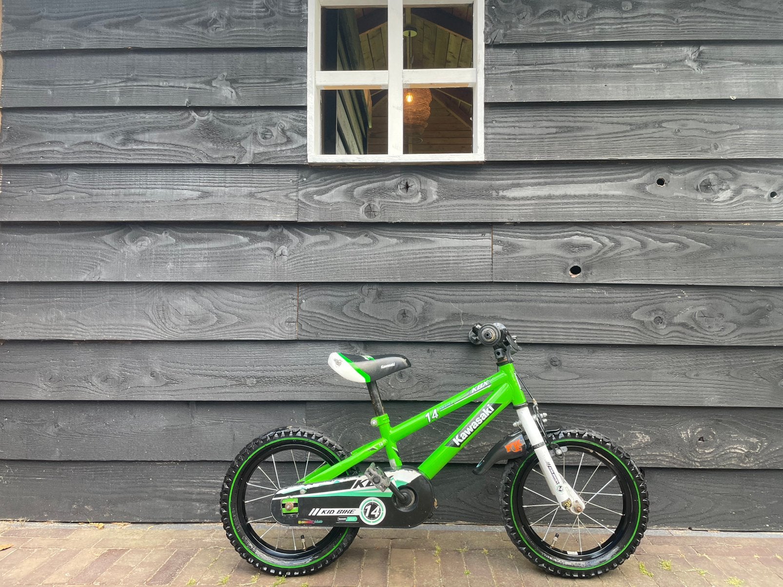 Jongensfiets 14 inch Kawasaki crossfiets, Fietsen en Brommers, Ophalen, Zo goed als nieuw, Staal, Minder dan 16 inch