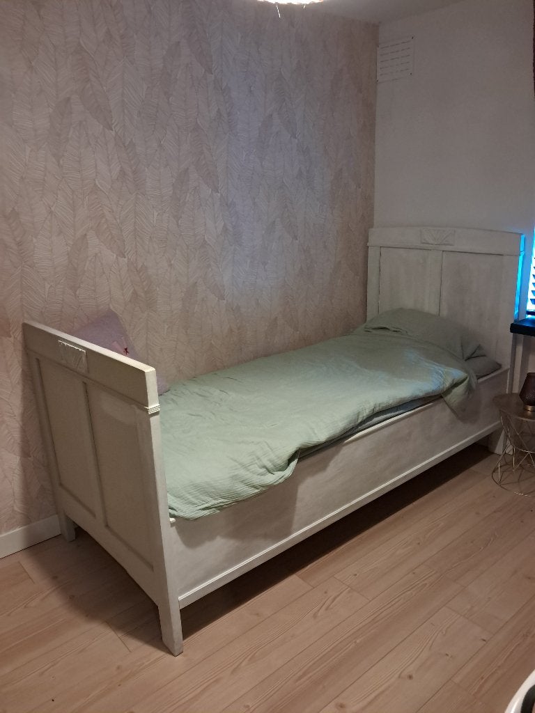 Ledikant bed 1 persoons, Huis en Inrichting, Slaapkamer | Bedden, Gebruikt, Eenpersoons, 90 cm, 200 cm, Hout, Wit, Ophalen