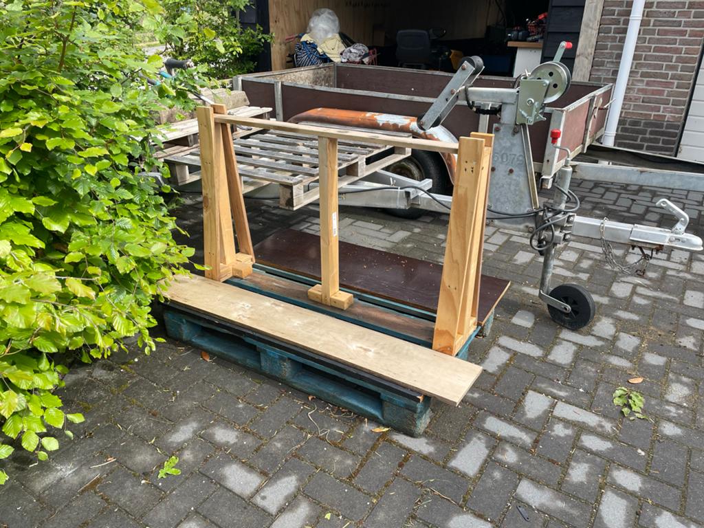 Glasbok op europallet - Ideaal voor transport/opslag glas, Doe-het-zelf en Verbouw, Hout en Planken, Minder dan 25 mm, Ophalen of Verzenden
