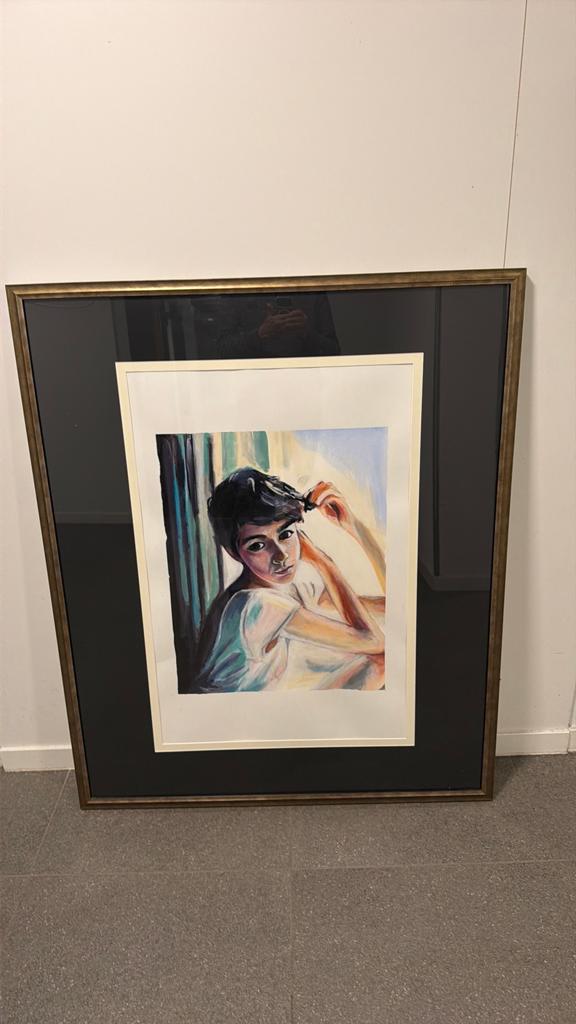 Groot schilderij frame met kunstwerk - 104x126x2.8 cm, Ophalen
