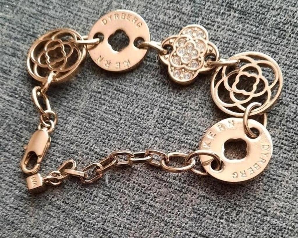 Dyrberg Kern goudkleurige armband met strass, Sieraden, Tassen en Uiterlijk, Armbanden, Staal, Verzenden, Nieuw, Goud