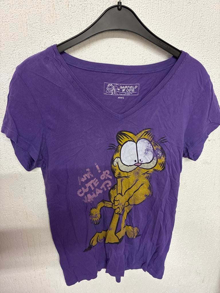Paars Garfield T-shirt - Maat L, Kleding | Dames, Paars, Maat 42/44 (L), Ophalen of Verzenden, Zo goed als nieuw