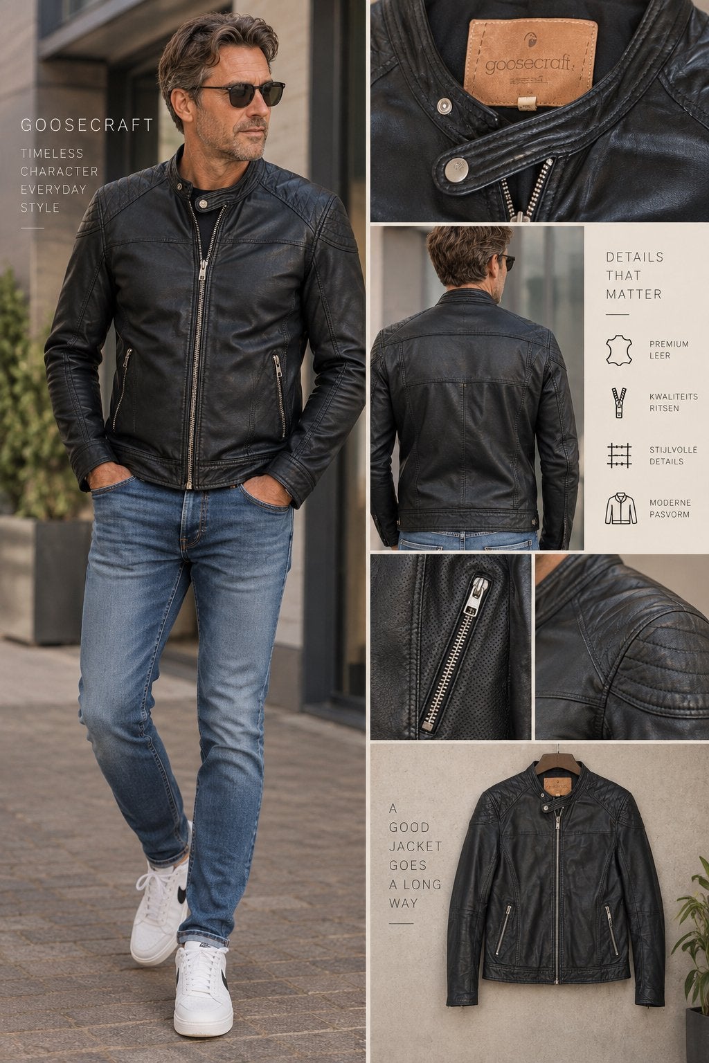 Goosecraft Biker 964 Leren Jas Zwart Maat XL, Verzenden, Zo goed als nieuw, Maat 56/58 (XL), Zwart
