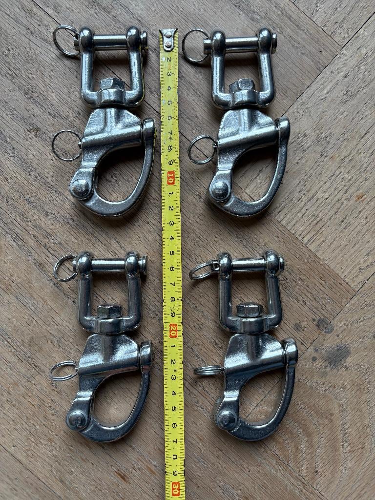 Snap-shackle met wartel (RVS) 316 / 128mm, Ophalen of Verzenden, Nieuw, Lijn of Blok