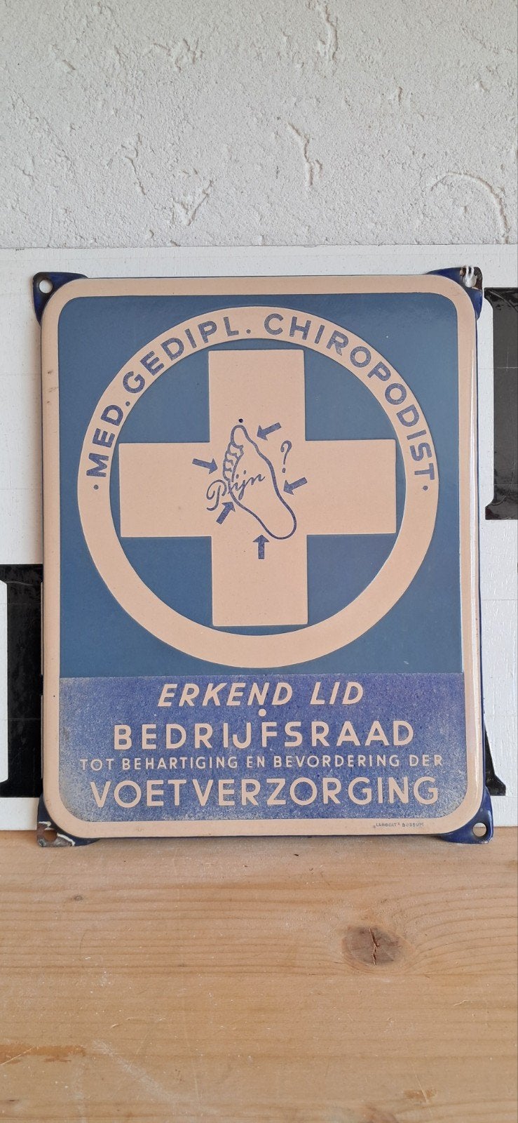 Emaillebord voetverzorging, Ophalen of Verzenden, Zo goed als nieuw, Reclamebord