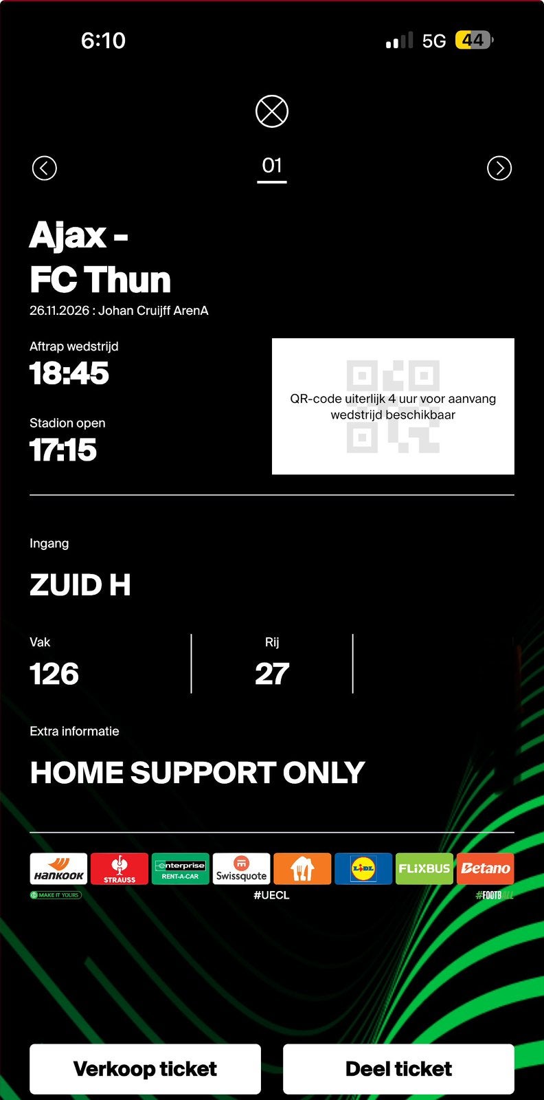 Ajax Thun F side, Eén persoon