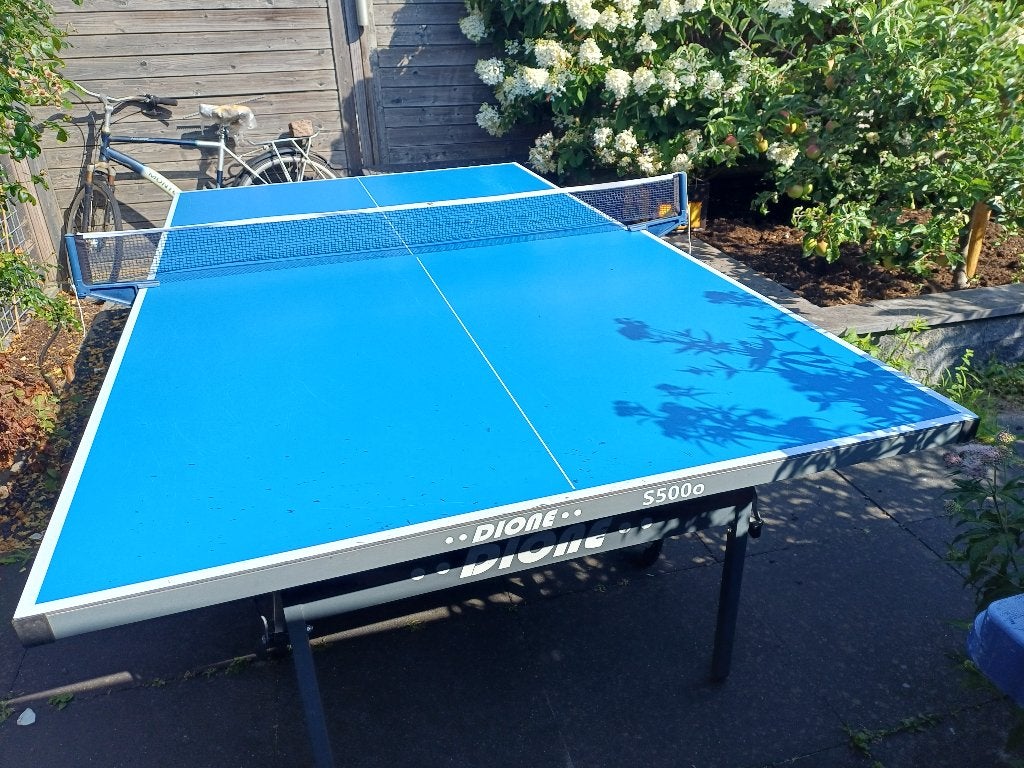 Tafeltennistafel outdoor blauw Dione S500o, Sport en Fitness, Tafeltennis, Ophalen, Gebruikt, Tafel Outdoor, Verrijdbaar