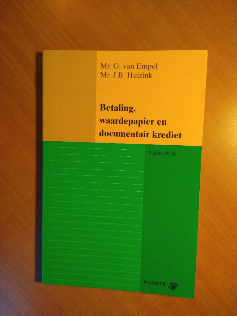 Betaling, waardepapier en documentair krediet. Empel, Mr., Ophalen of Verzenden, Gelezen, Sociale wetenschap