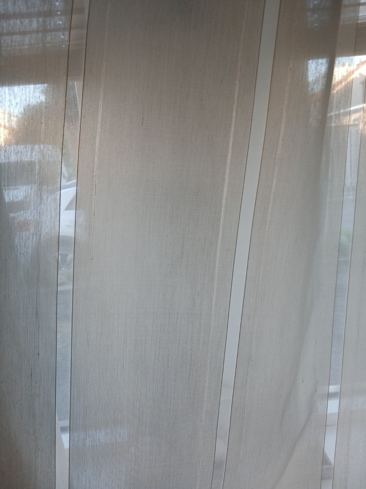 6 Inbetween gordijnen roomwit met rails, Ophalen, Lichtdoorlatend, Gebruikt, Crème