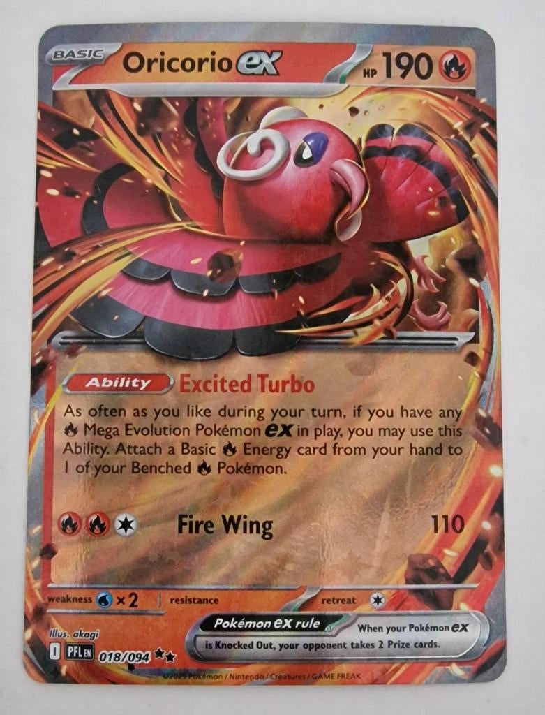 Oricorio ex 018/094 PFLPokémon Kaart, Ophalen of Verzenden, Zo goed als nieuw, Losse kaart, Foil