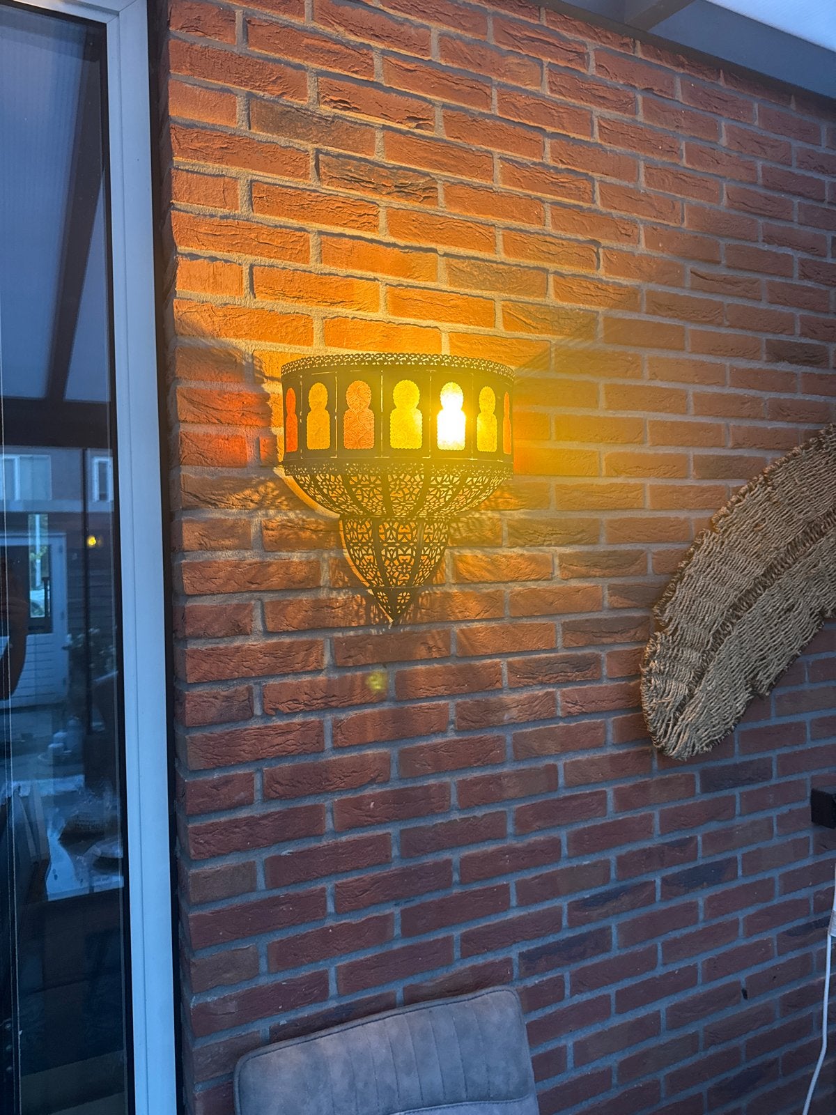 Oosterse Wandlamp met Gekleurd Glas - Sfeervolle Verlichting, Huis en Inrichting, Ophalen, Meerkleurig, Metaal, Oosters