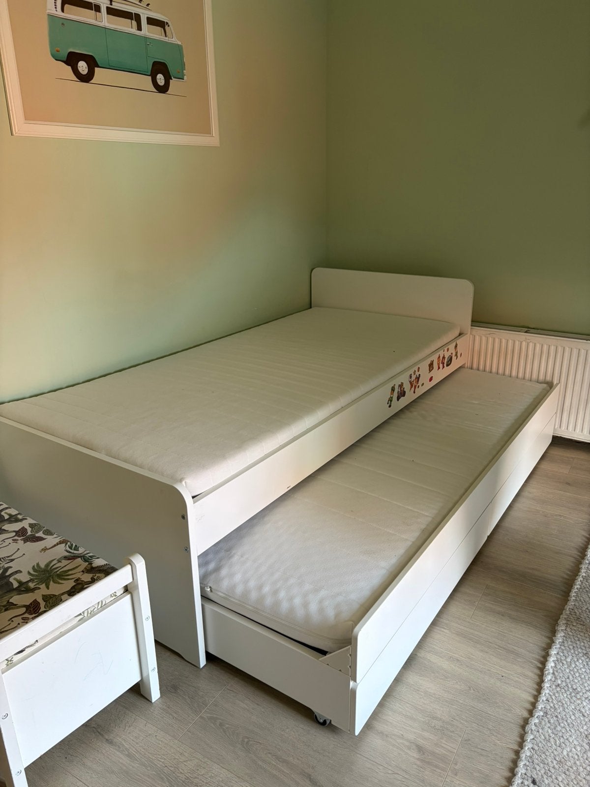 Uitschuifbed met 1 onderbed, Huis en Inrichting, Slaapkamer | Bedden, Ophalen, Gebruikt, 90 cm, Eenpersoons