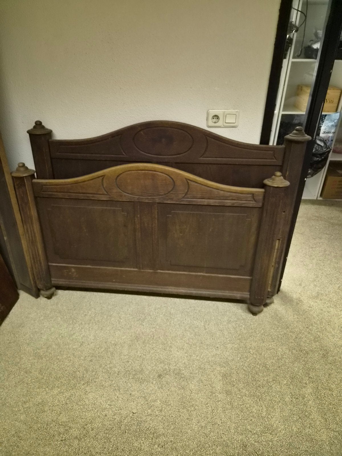 Antiek Eiken Twijfelaar Bed (120x190), Antiek en Kunst, Ophalen of Verzenden