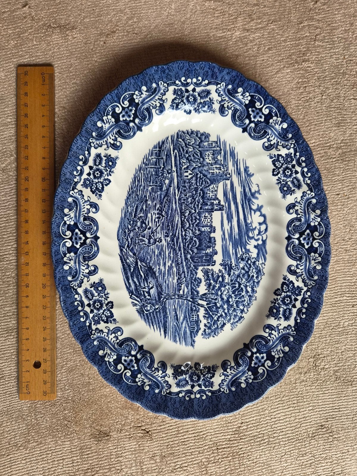 Vintage Myott Meakin blauw-wit serveerschaal, Antiek en Kunst, Antiek | Servies los, Ophalen