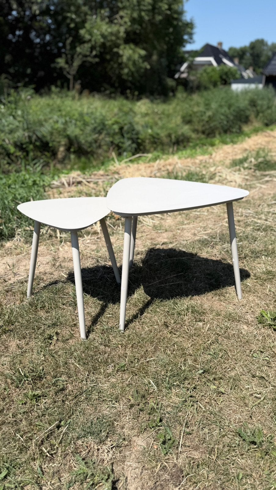 Wakefield bijzettafel set Colombo grijs | Set van 2 | Staal, Tuin en Terras, Ophalen of Verzenden, Zo goed als nieuw, Aluminium