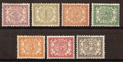 Suriname NVPH nr 41/7 ongebruikt Cijfer 1902-08, Ophalen of Verzenden, Postfris