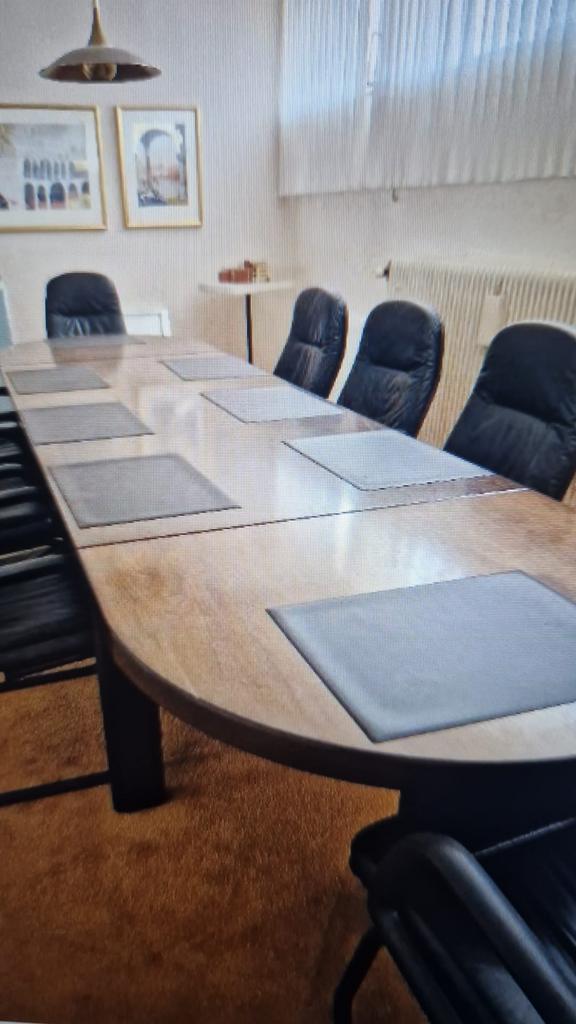 vergadertafel met 8 ECHT leren stoelen, Huis en Inrichting, Ophalen, Zo goed als nieuw