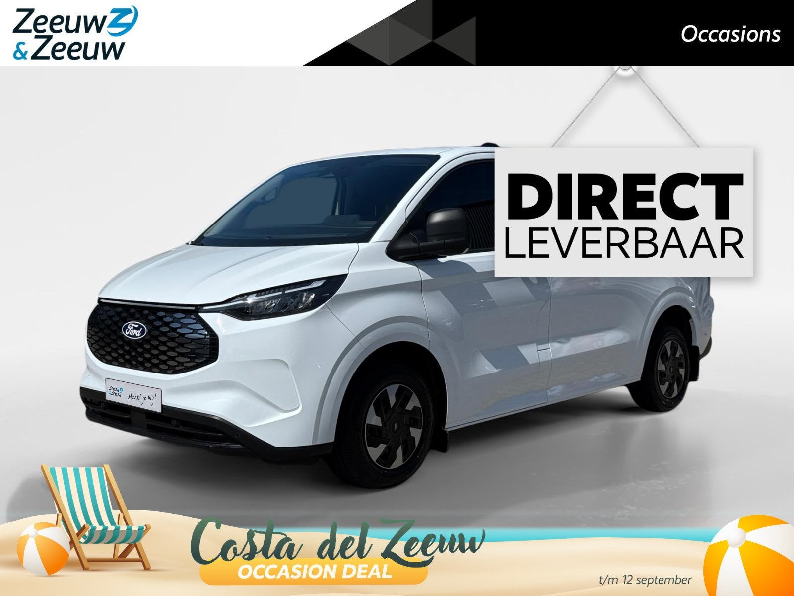 Ford E-Transit Custom 320 L1H1 Trend 71 kWh | Uit Voorraad L, Automaat, Gebruikt, Zwart, 71 kWh