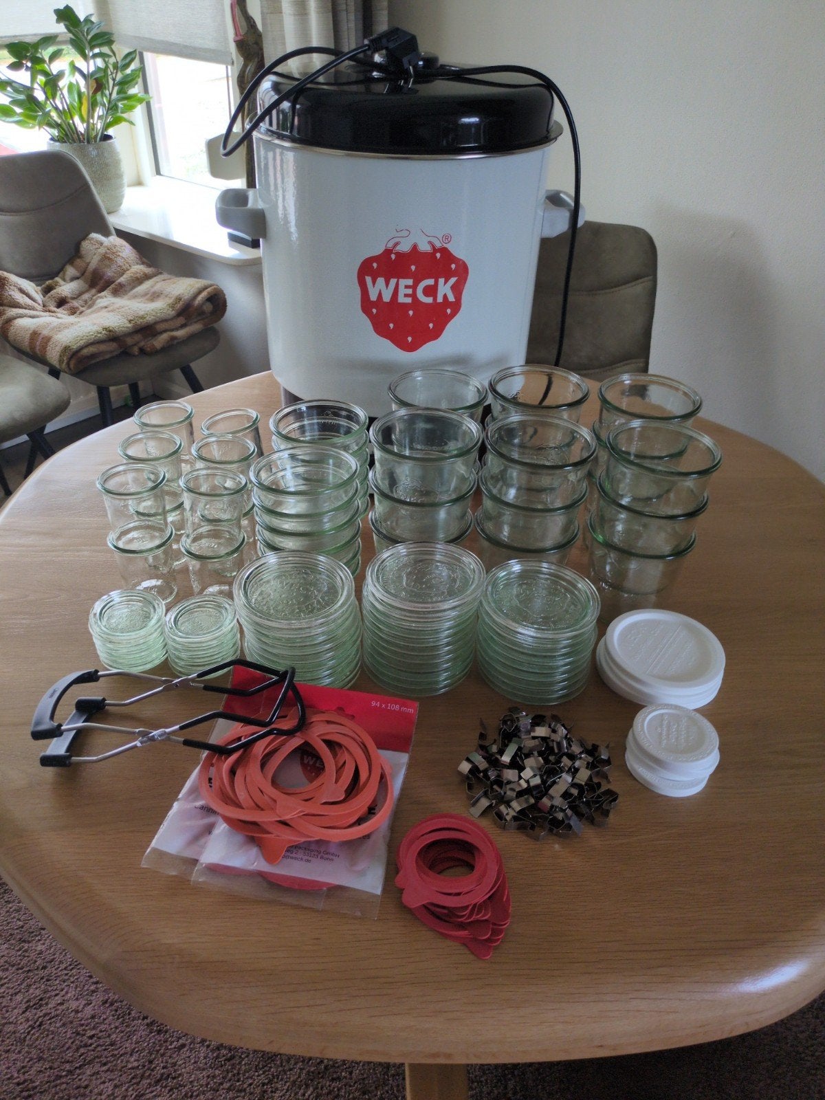 Weckketel met zeer complete set Weckpotten en accessoires, Ophalen