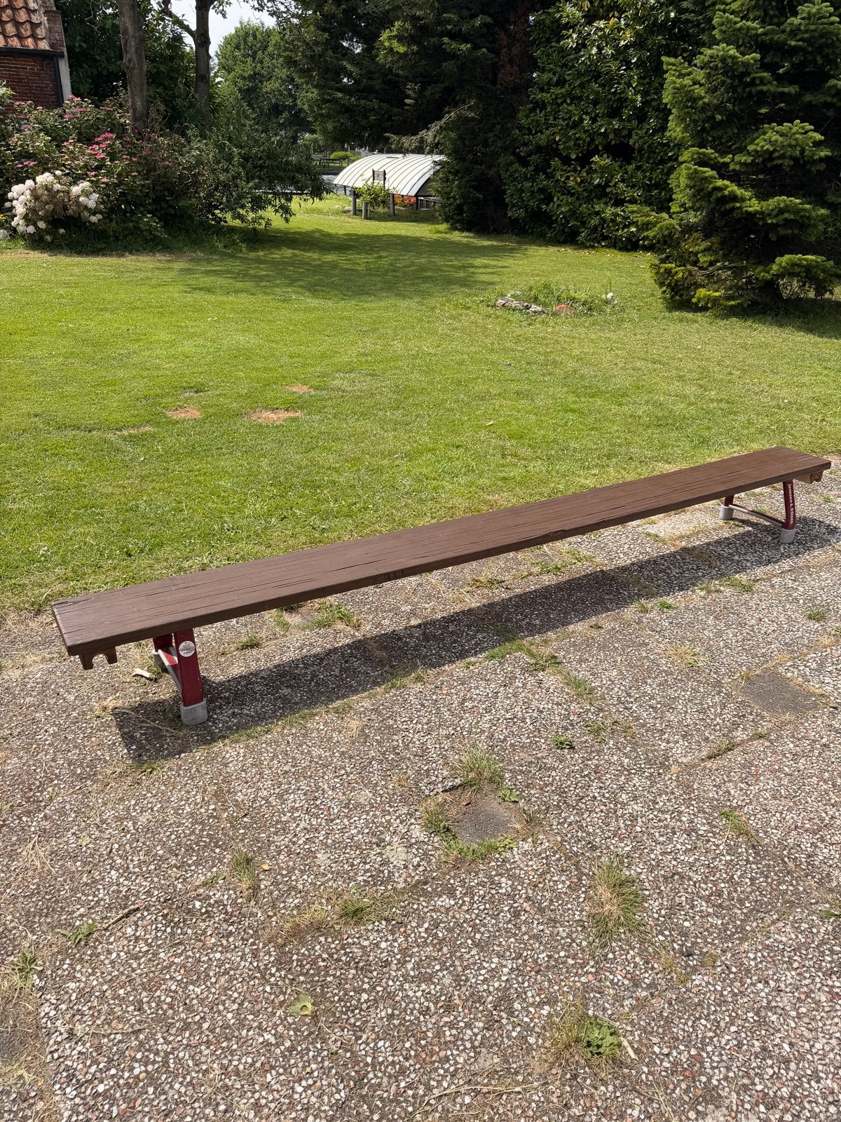Stoere schoolbank - gymbank 290-24-30cm janssen fritsen, Huis en Inrichting, Ophalen of Verzenden, Gebruikt, Bruin, Vijf, Zes of meer stoelen