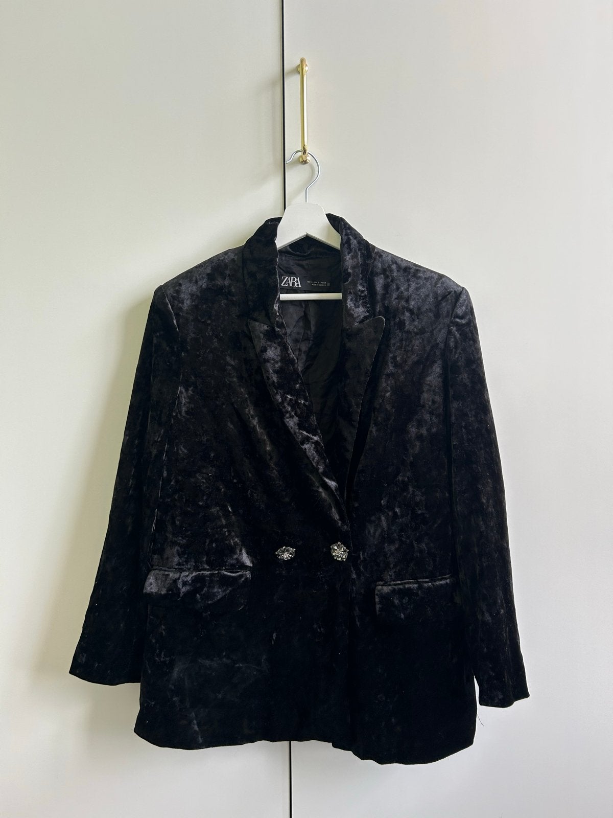 Fluweelachtige blazer van Zara maat S, Kleding | Dames, Zwart, Ophalen of Verzenden, Zo goed als nieuw, Jasje