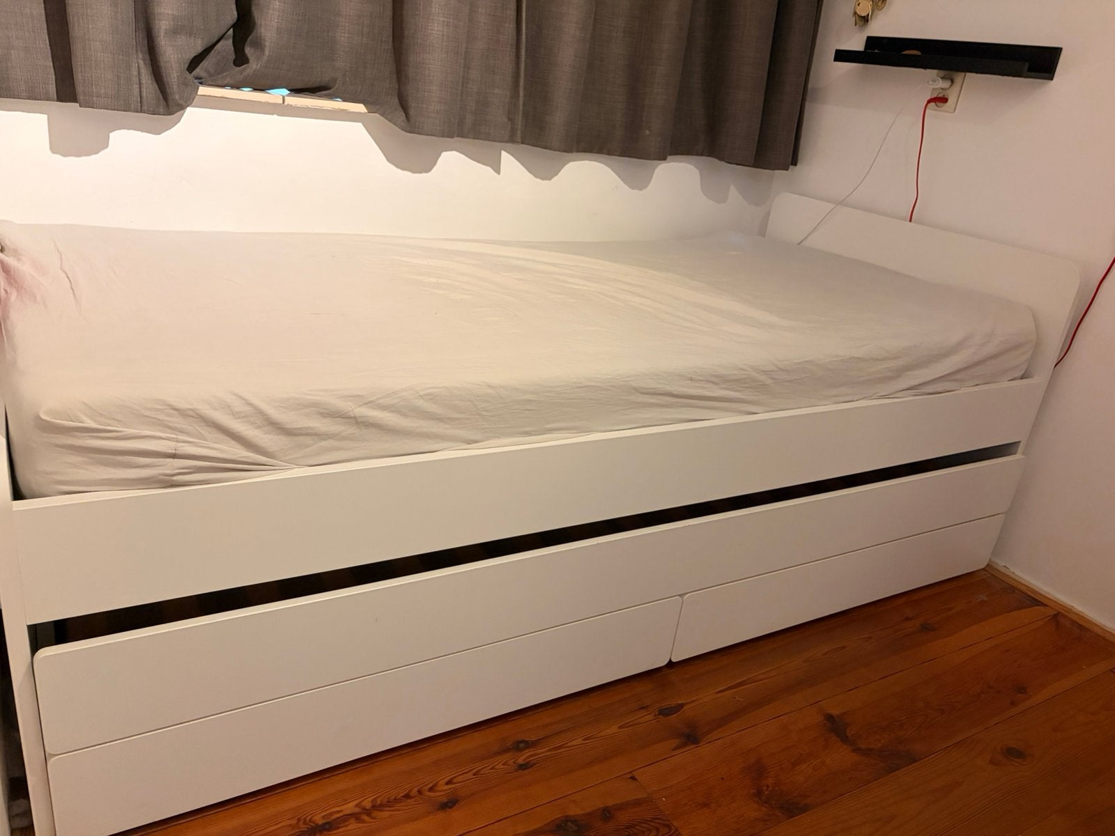Super fijn bed met onderbed en lades, Gebruikt, 90 cm, Eenpersoons, Wit