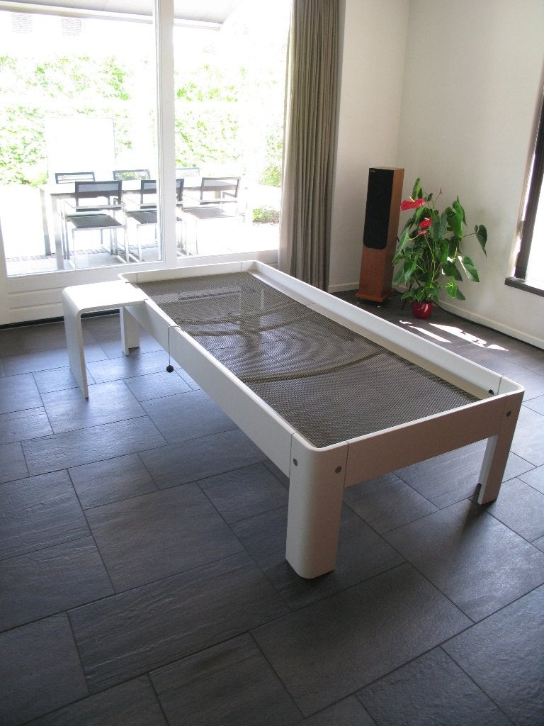Hoog model Auping auronde 90x210 cm met tafeltje, Ophalen, 90 cm, Tweepersoons, Hout